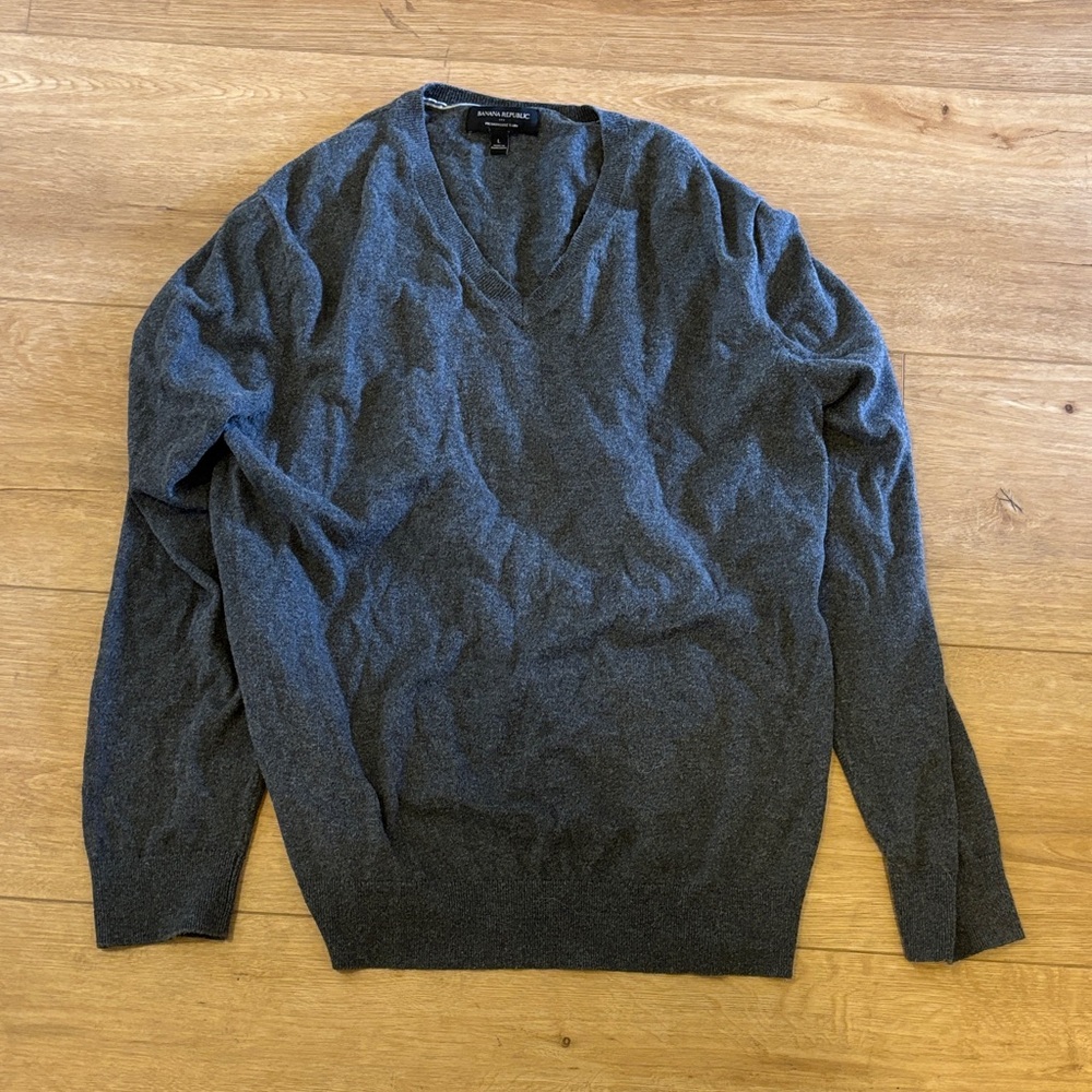 Banana Republic Charcoal V-Neck Sweater